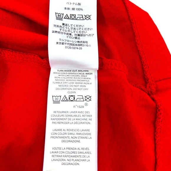 POLO RALPH LAUREN, MEN’S TEE-SHIRT, RED WITH LARHE NAVY & WHIT LOGO IN FRONT, XL - Picture 15 of 16